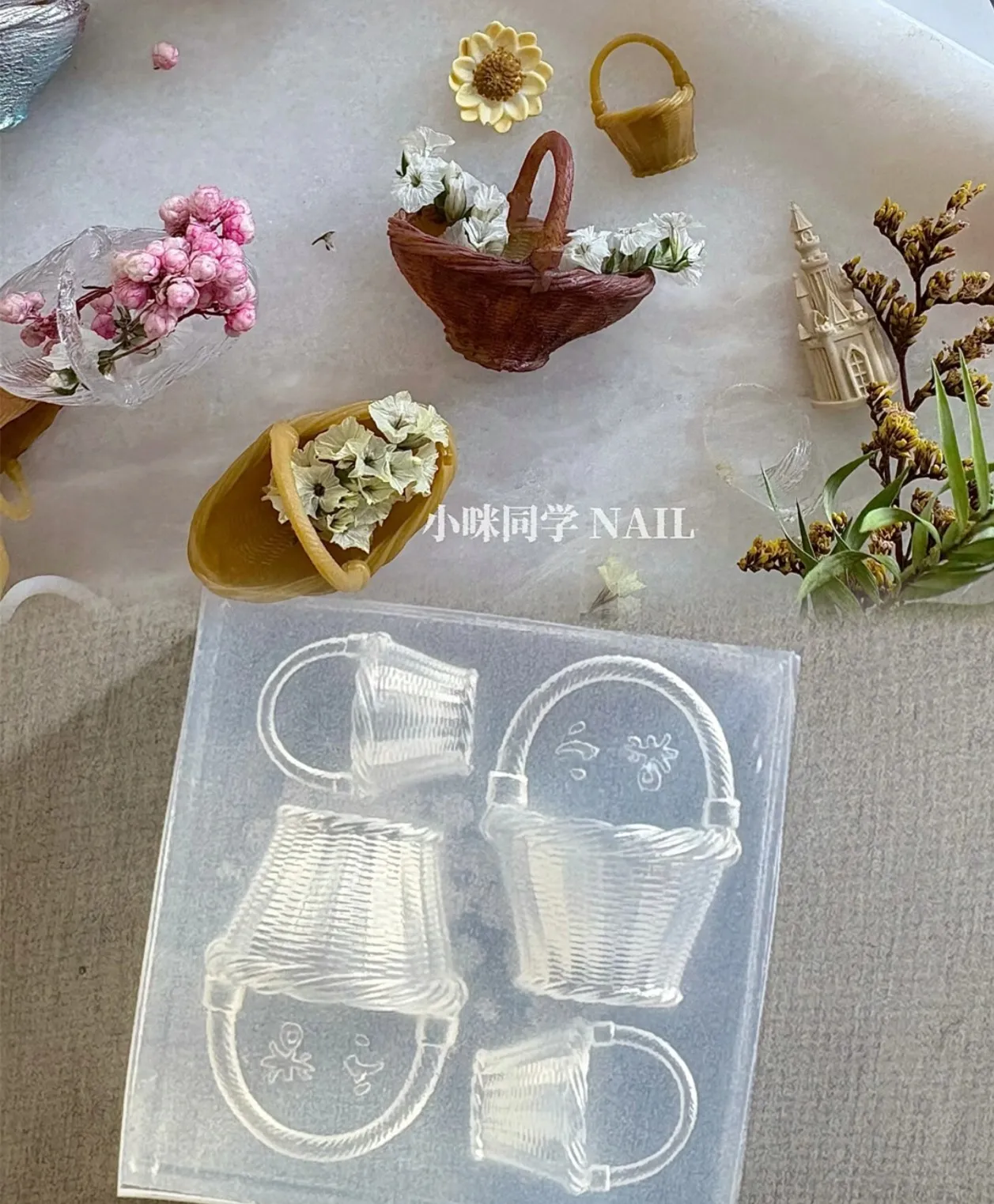 1pc Lace Hat Umbrella  Snake  Flower   3D Acrylic Mold Nail Art Decoration Nails DIY Design Silicone  Nail Art 4
