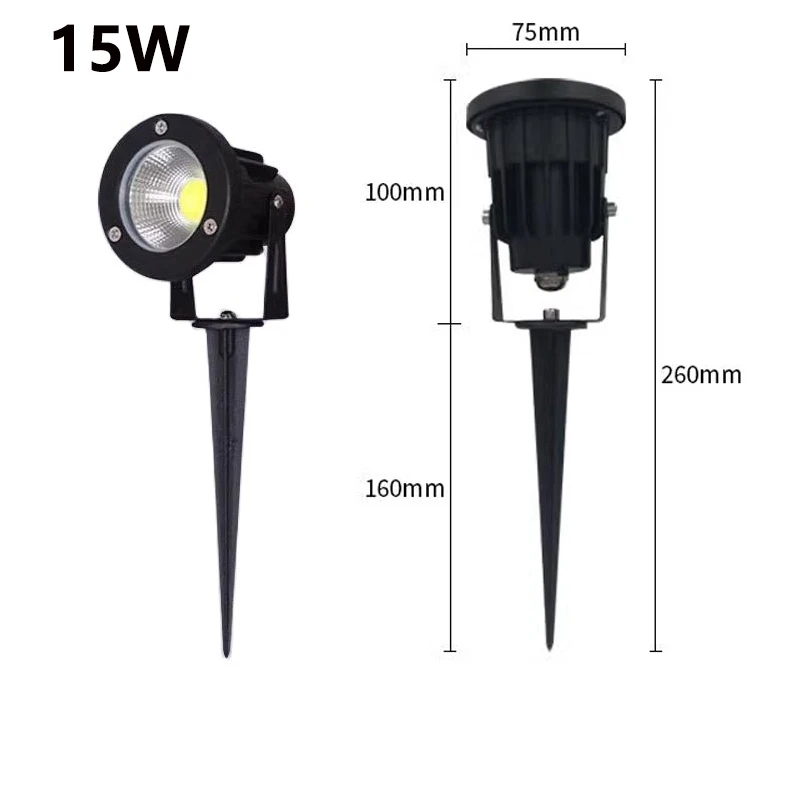 야외 Waterprof LED 정원 조명 잔디 램프 220V110V12V24V 5W 10W 15W 풍경 스파이크 전구 IP65 빛 정원 경로 스포트라이트