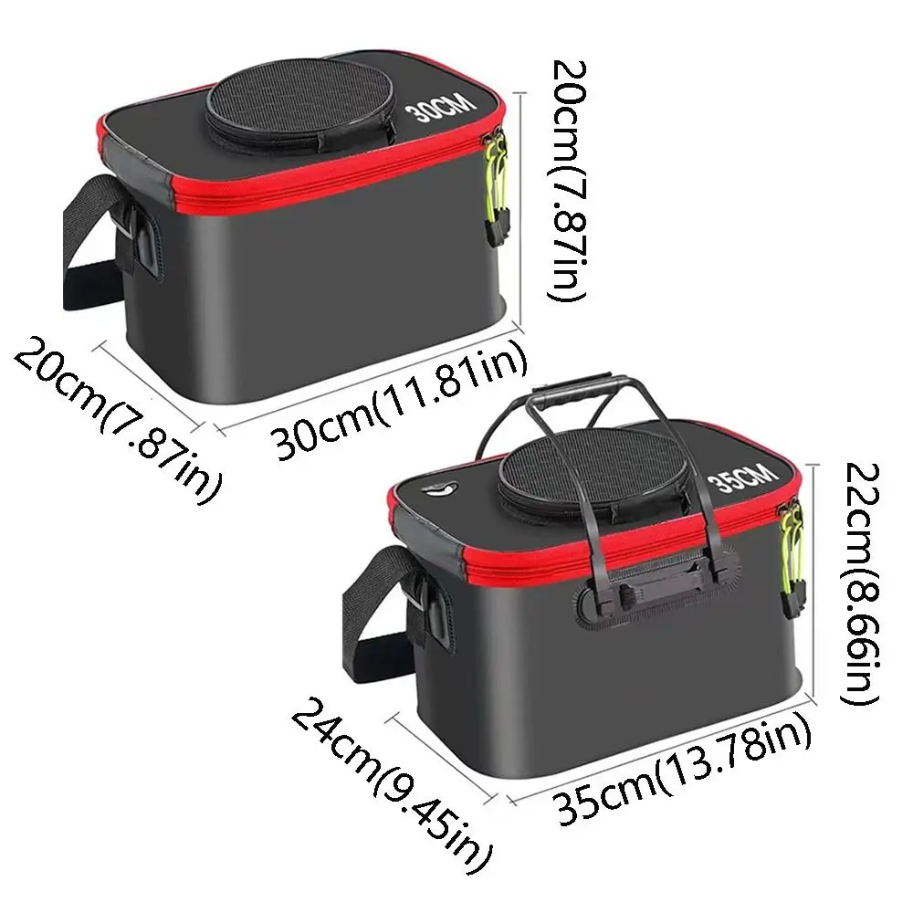 Water-Resistant Foldable Fishing Bucket EVA Durable Fishing Tackle Bag Collapsible Leak-proof Live Fish Tackle Box