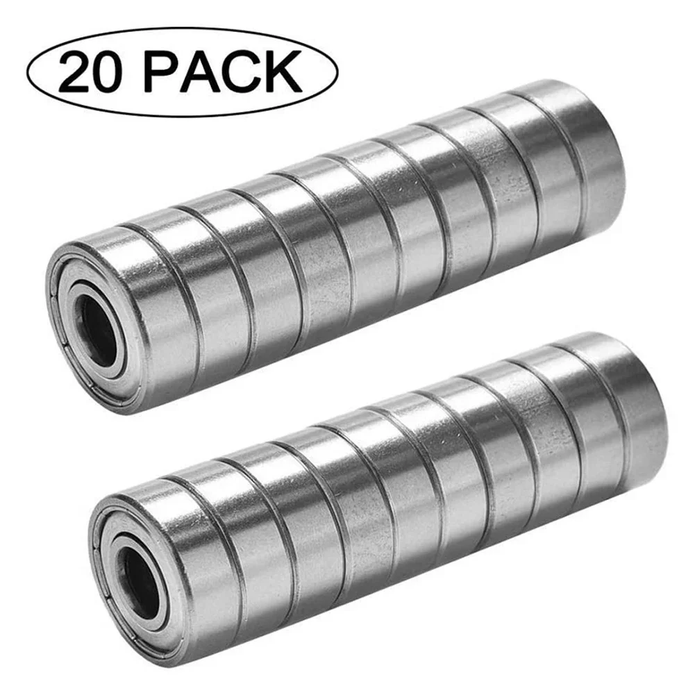 20pcs 608ZZ Ball Bearings Carbon Steel Single Row Deep Groove Miniature Bearings for Skateboard Roller Skates Scooter