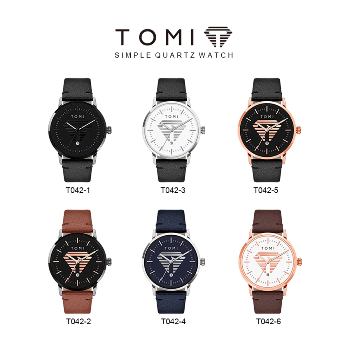 TOMI Men's Watch Minimalist Casual Business Quartz Watch Luxury Fashion Men's Leather Quartz Watch Clock Gift