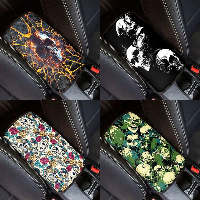 Center Console Cover Pad Sugar Skull Car Armrest Cover Mat Beautiful Girl  Car Accessories