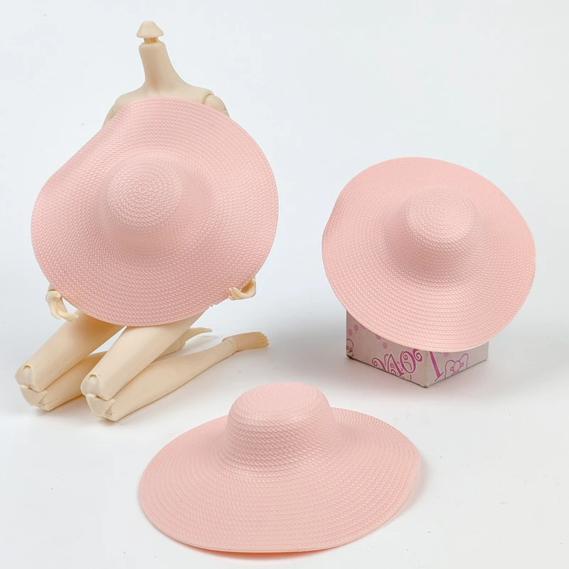 Pink Plastic Hat 1/6 Miniature Dollhouse Accessories Headwear Hairwear Big  Beach Hats For Barbie Doll 1/6 Bjd Dolls Kids Gift - Dolls Accessories -  AliExpress