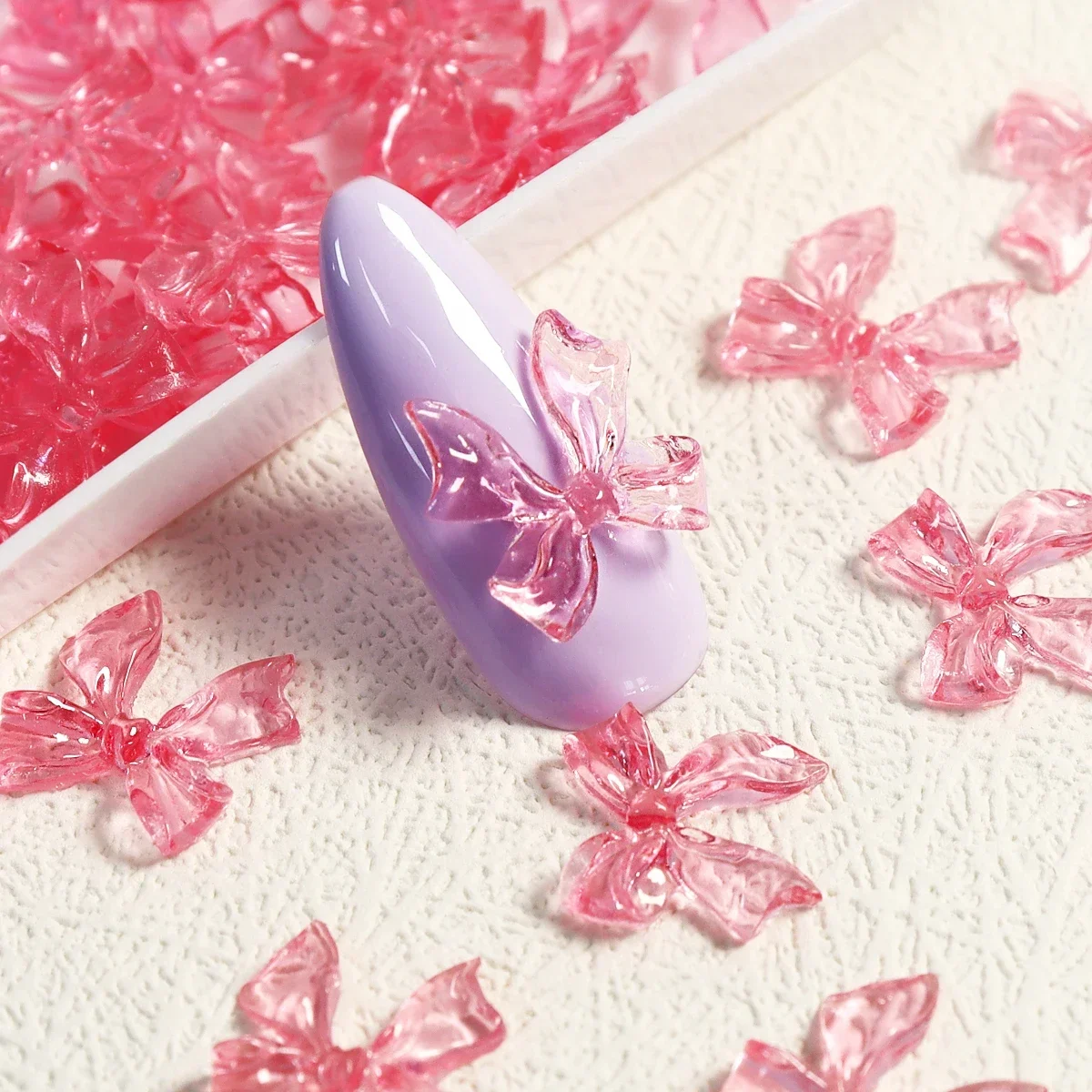 Nail Art Charms 30pcs Kawaii Candy Bow 3D Resin Jewelry Nail Decoration Accessories Pennant French Style Supplies