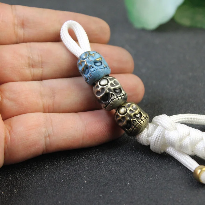 유령 해골 칼 비즈 매는 밧줄 펜던트 황동 DIY Paracord 팔찌 액세서리 쥬얼리 레트로 펑크 유령 우산 밧줄 매력