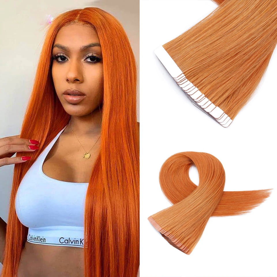 Ginger Tape Ins Hair Extensions Human Hair | Ginger Orange Tape Hair  Extensions - Tape Hair Extensions - Aliexpress