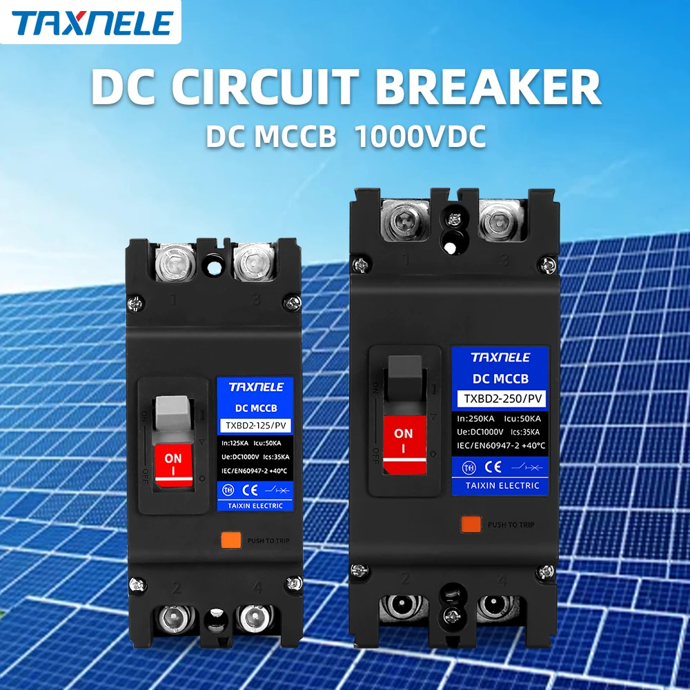 Sun molded box DC circuit breaker 125A 250A 2P MCCB overload protection switch protector Photovoltaic PV battery isolator