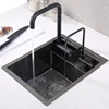 New Nanometer Black 304 Stainless Steel Handmade kitchen Bar Counter Sink Cover hidden Single Kitchen Small Size Kitchen Sink 5