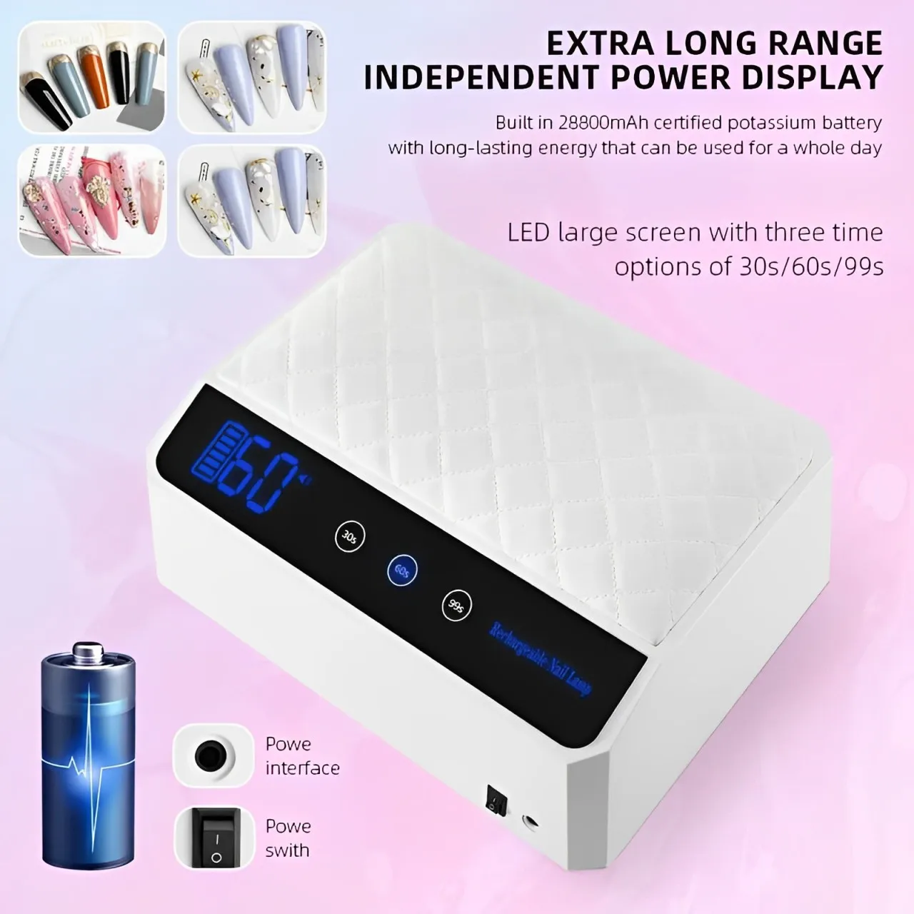 Rechargeable UV LED Nail Lamp 69LEDS Cordless Nail Dryer for Gel Polish Professional Nail Art Manicure Tools For Home And Salon 5