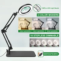 Toolour 5X 10X Magnifying Glass with Light and Stand 3 Lighting Dimmable Magnifier Soldering Magnifying Glass for DIY Close Work 2