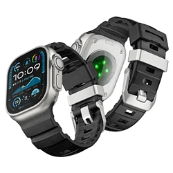 Fluorescent Silicone Sport Band Bracelet - 44mm - 45mm - 46mm - 49mm (Dark black silver)