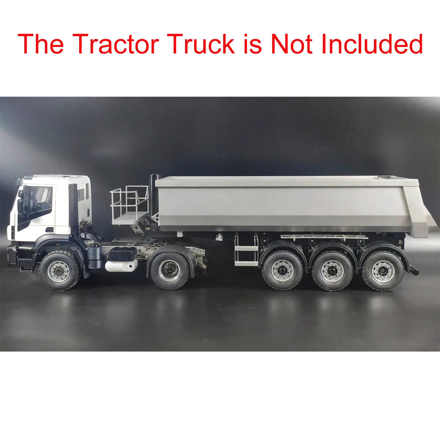 1/14 Metal RC Hydraulic Trailer 3 Axles for Remote Control Tractor Trucks Dumpers Cars DIY Model Finished Unpainted Toy TH23181 3