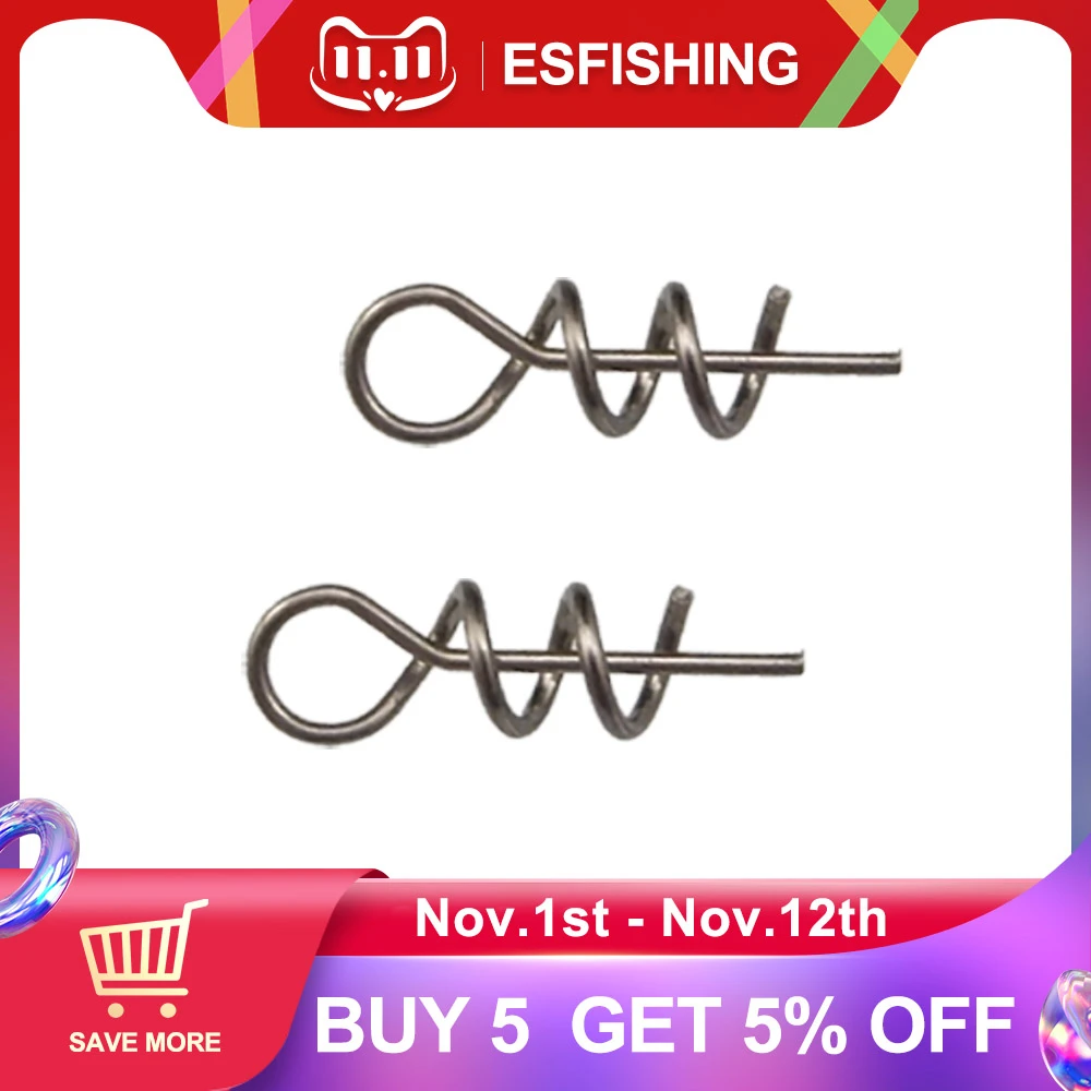 Esfishing 50pcs Fishing Hook Connector Soft Bait Spring Centering Pins