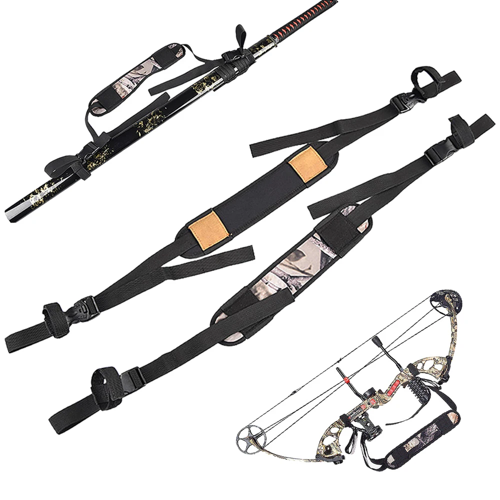 

Adjustable Fishing Rod Carry Shoulder Strap Archery Bow Sling Bow Holder Archery Belt For Fishing and Huning