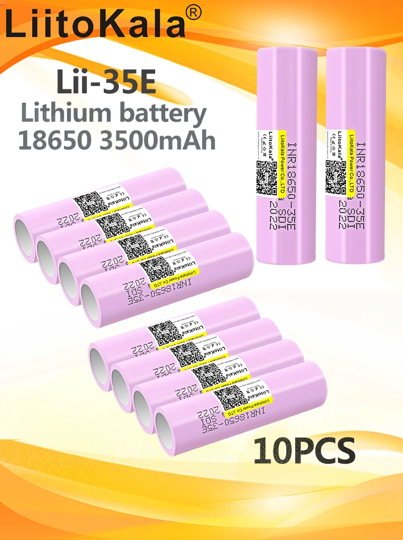 10PCS LiitoKala INR18650 35E original power 18650 lithium battery ...