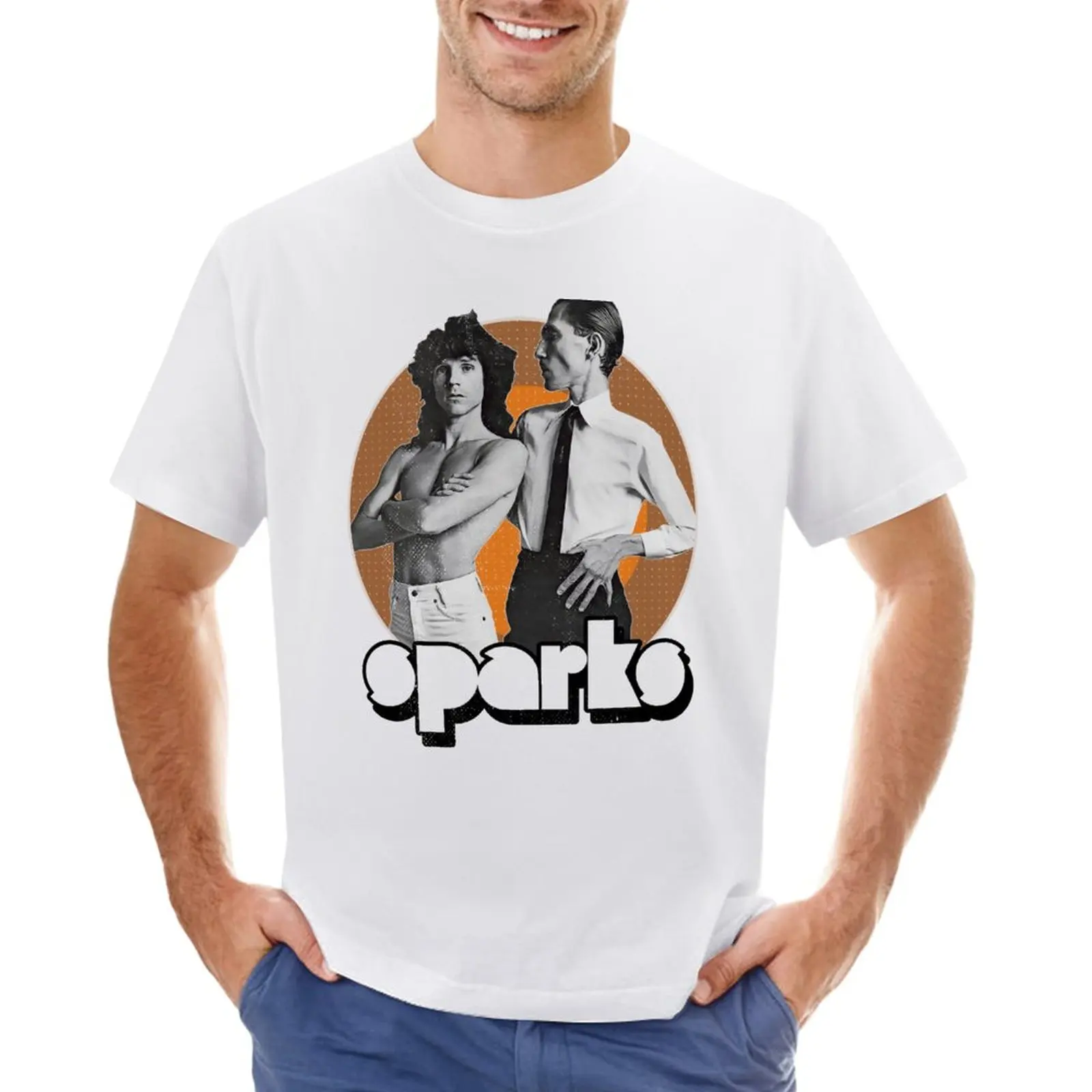 

Retro Sparks Band Synth Tribute T-Shirt anime clothes quick drying korean fashion Men's cotton t-shirt