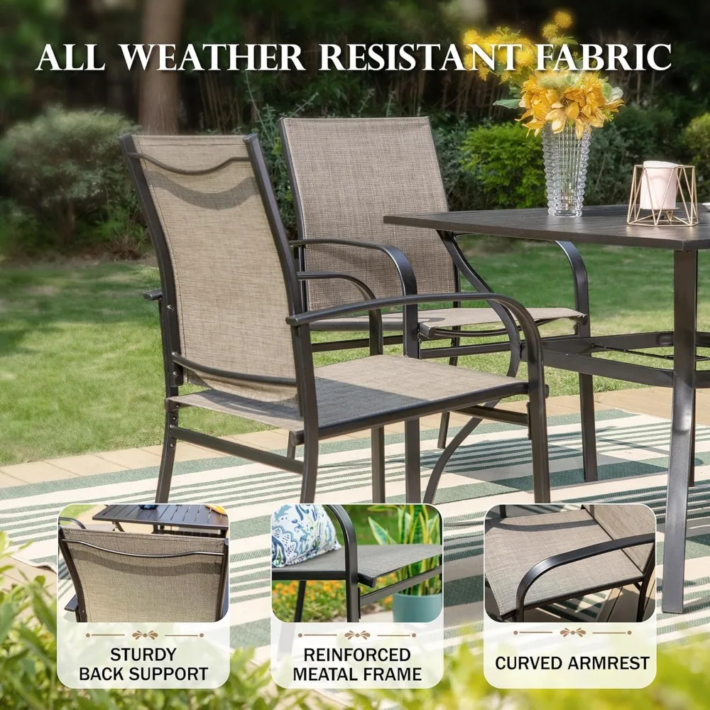 Patio Chairs and 1 x 83 Large Rectangle Dining Table, Outdoor Furniture Set for Deck Garden Backyard Lawn, Garden Sofas 2
