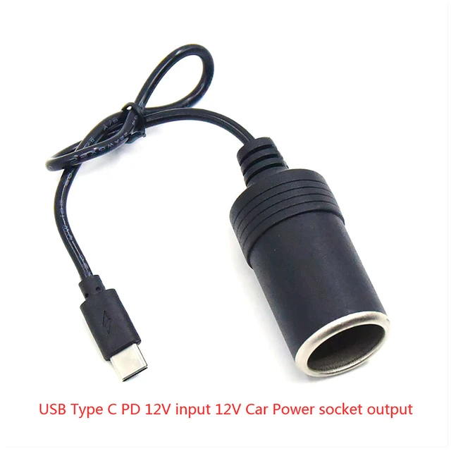 USB C PD Type C Male to 12V Adapter Car Cigarette Lighter Socket