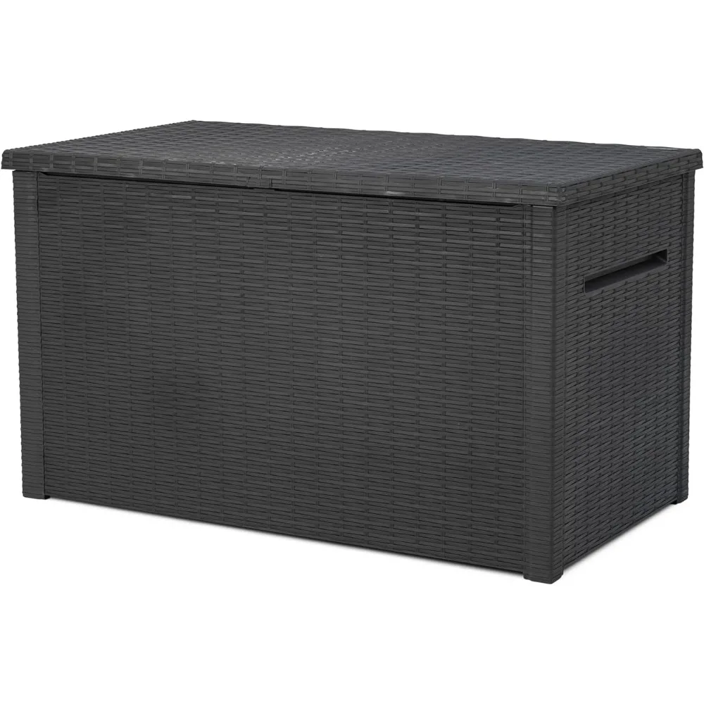 

Java XXL 230 Gallon Resin Rattan Look Large Outdoor Storage Deck Box for Patio Furniture Cushions, Pool Toys,Garden Tools, Grey