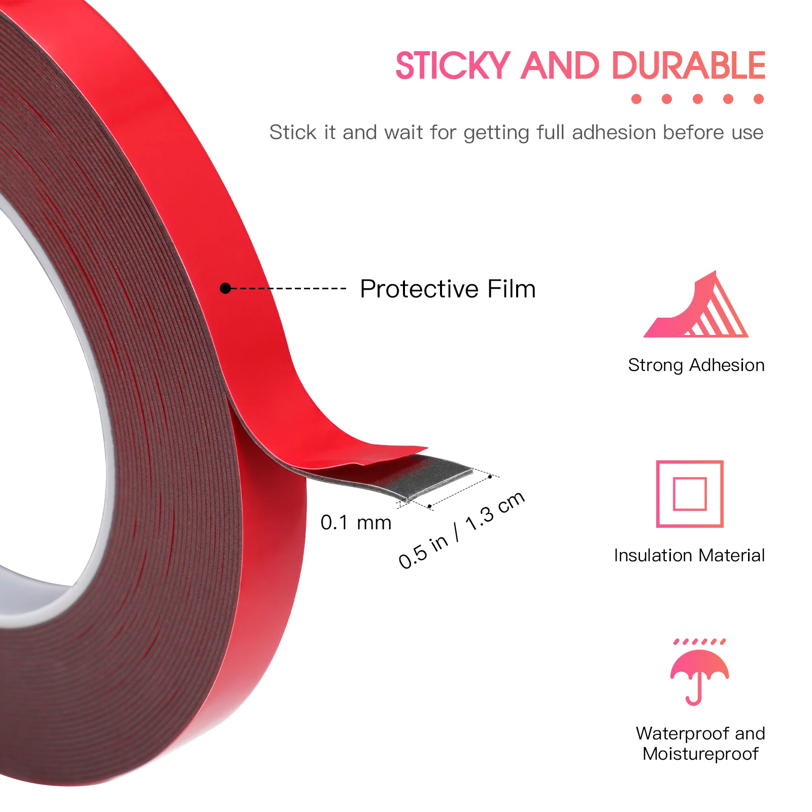 

STOBOK 1 Roll Acrylic Double Sided Mounting Tape 13mm x 10m Multipurpose Strong Adhesive Tape for Home Automotive