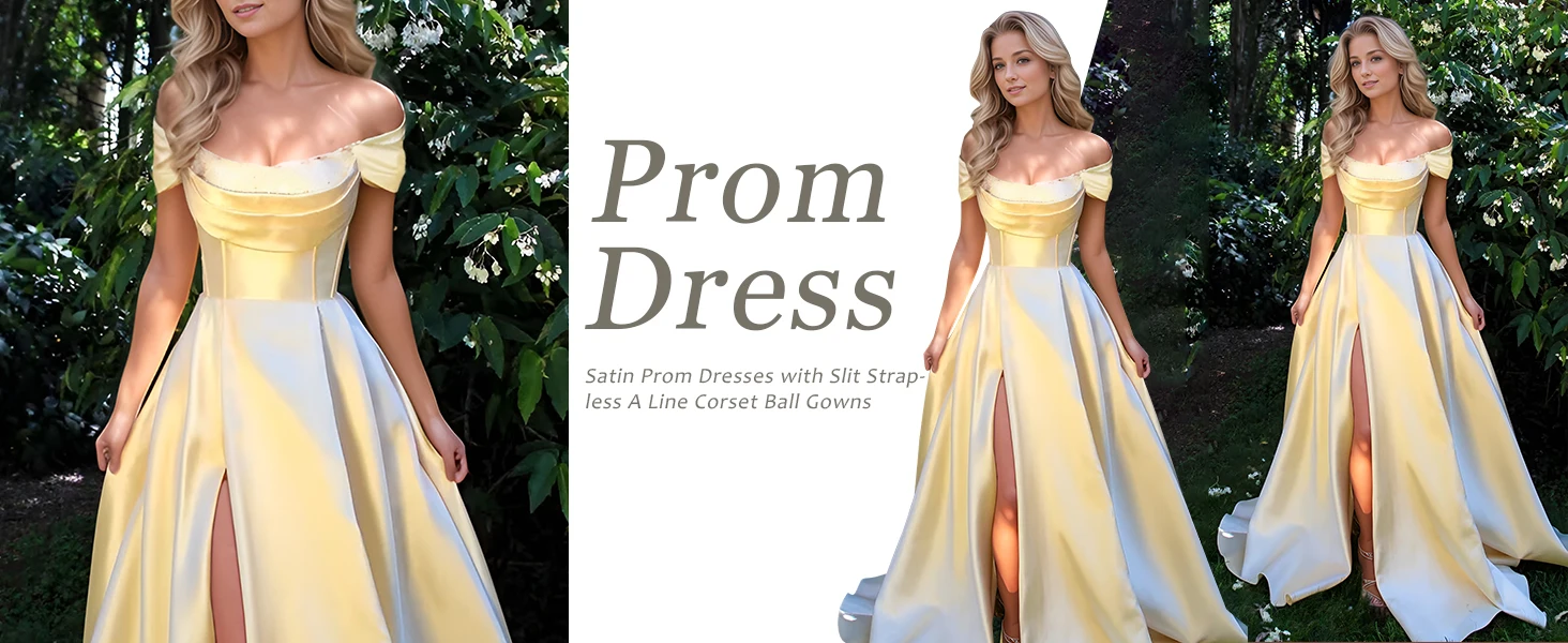 Satin Prom Dresses for Women with Pockets