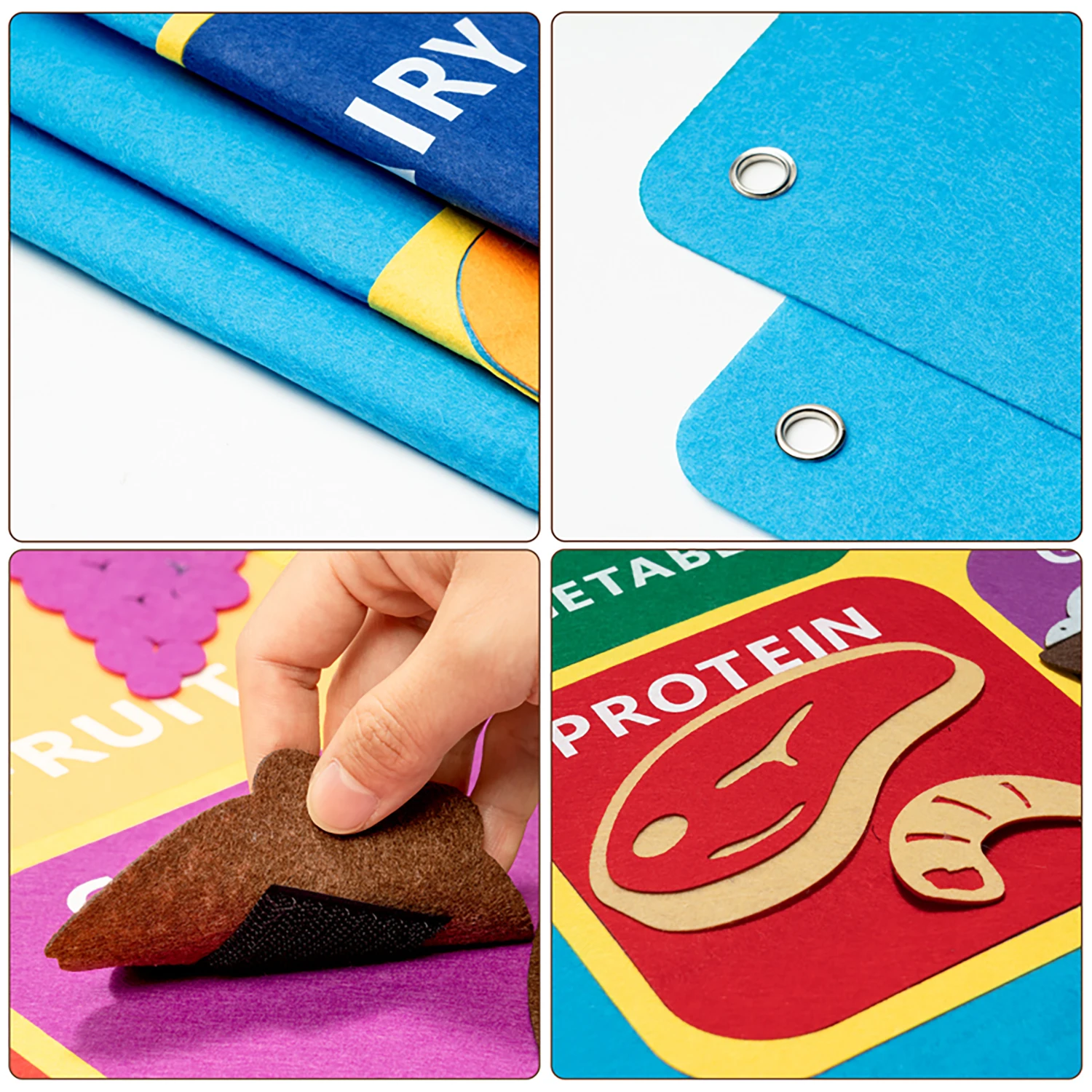 53Pcs DIY Food Classification Felt Storyboard Cartoon Vegetable Fruits Protein Grains Theme Classroom Puzzle Interactive Games