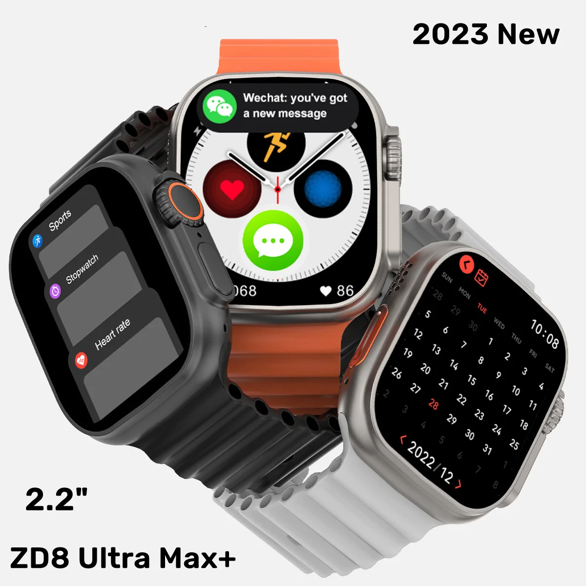 ZD8 Max Plus Pro Smart Watch Series 8 49mm + Titanium Alloy 2.2" HD Screen BT Call NFC ECG IP68 Men Smartwatch for Apple