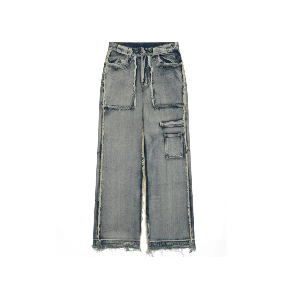 

Ripped Frayed Tassels Distressed Washed Denim Jeans y2k Pants for Women Men Dark Aesthetic Grunge Trousers Winter Clothes