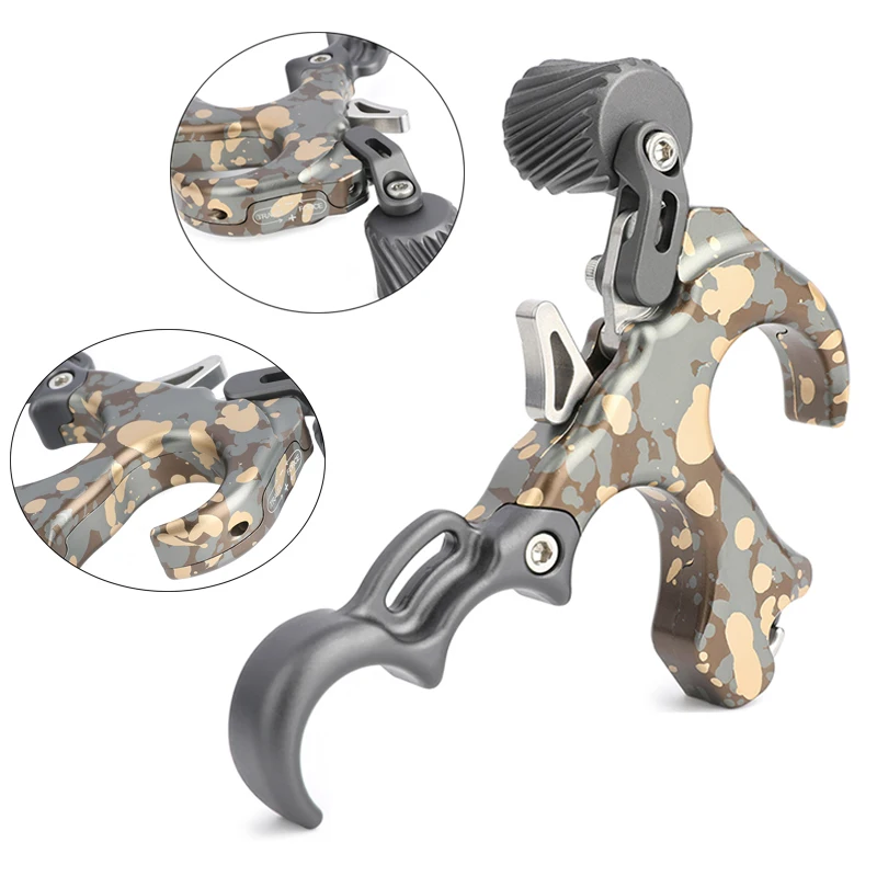 3 Finger Aluminum Alloy Bow Release Compound Bow Shooting Thumb Trigger Grip Aids Tool Left Right