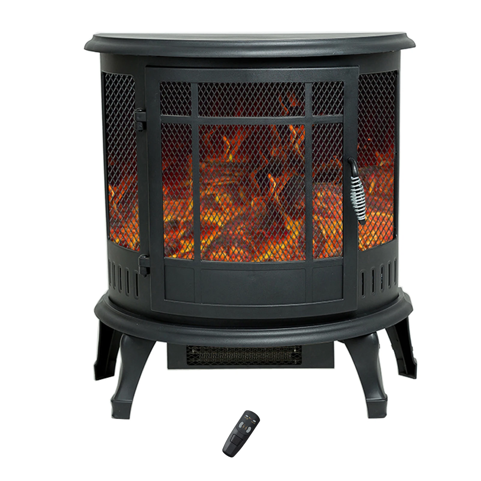 

25 Inch Tall Portable Electric Wood Stove Fireplace with Flame Effect, Freestanding Indoor Space Heater with Remote