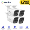 ANNKE 12MP 4PCS Outdoor Smart Dual Light PoE Security Camera Color IR Night Vision Built-in Microphone IP67 Smart Home H.265+ 1