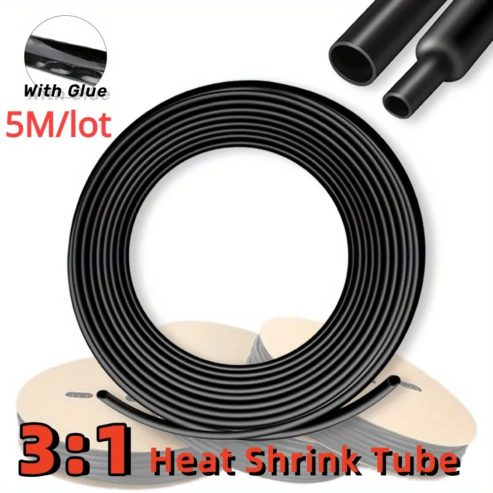 5M 3:1 heat shrink tube Glue Inside Diameter 1.6 2.4 3.2 4.8 6.4 7.9 9.5 12.7mm Adhesive Lined Sleeve Wrap heat shrink tube