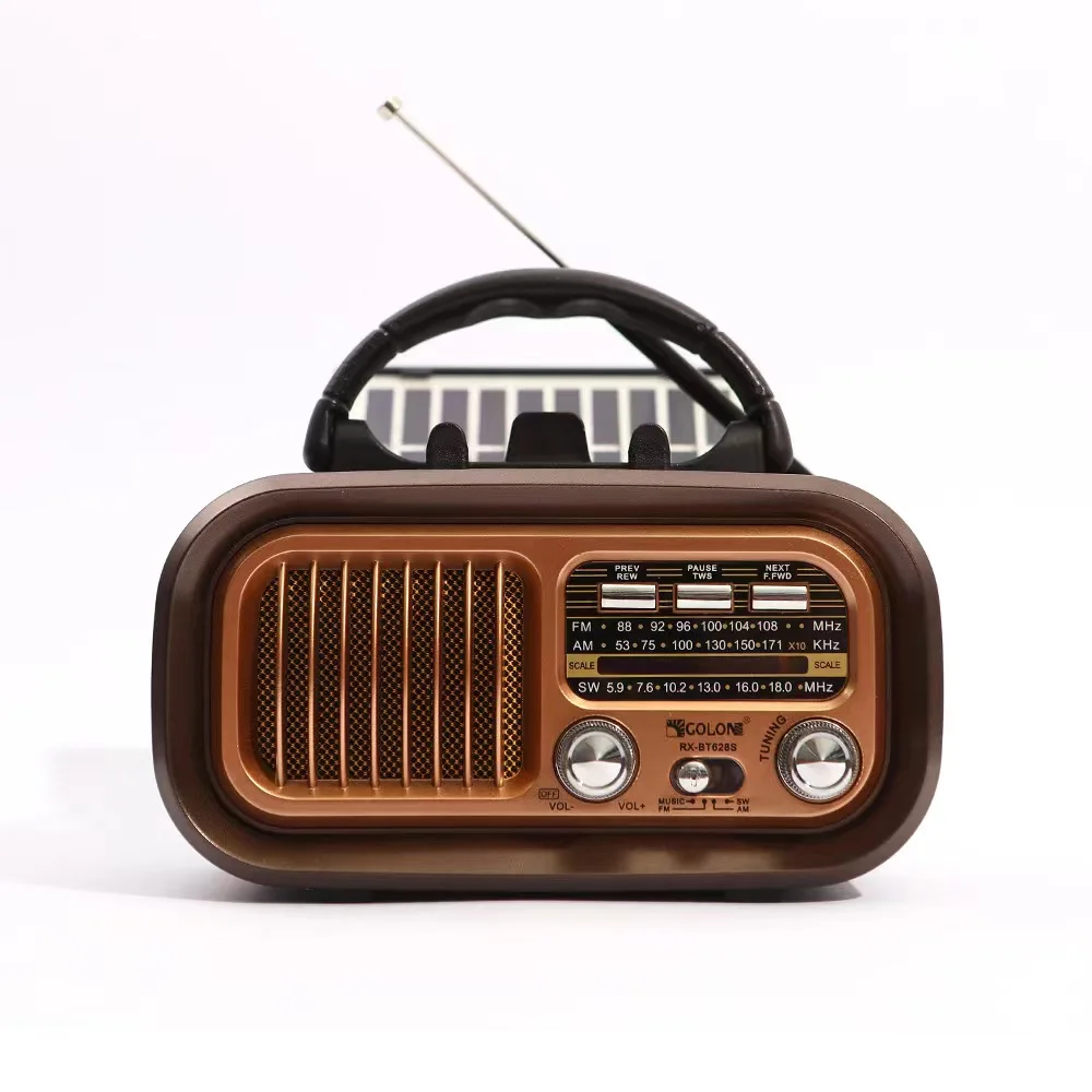 

Portable Multifunction Bluetooth Speaker, Vintage Radio, Rechargeable, Shortwave Subwoofer, Stereo, FM, AM, SW' Solar Panel