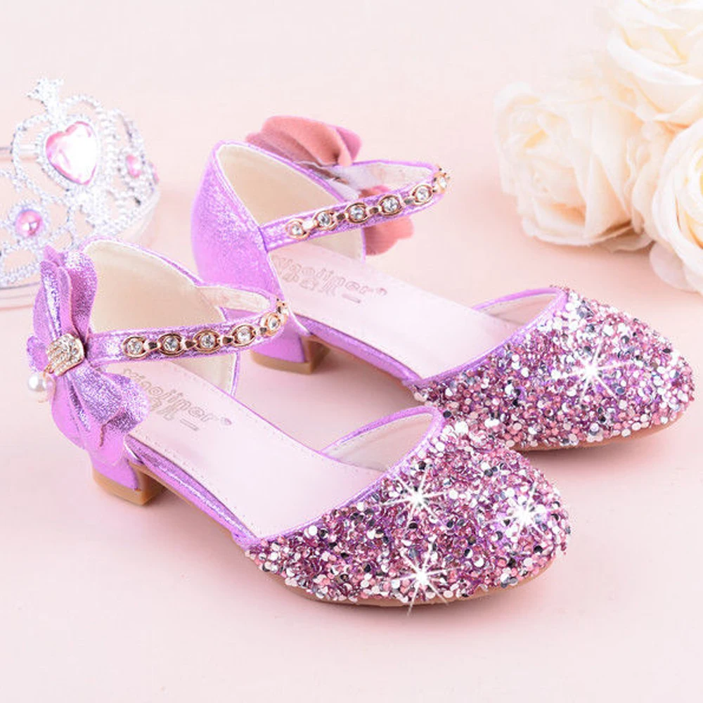 

LZH Children's Shoes 2022 New Autumn Casual Glitter Sequins Kids High Heel Girls Shoe Carnival Party Christmas Birthday Toddler