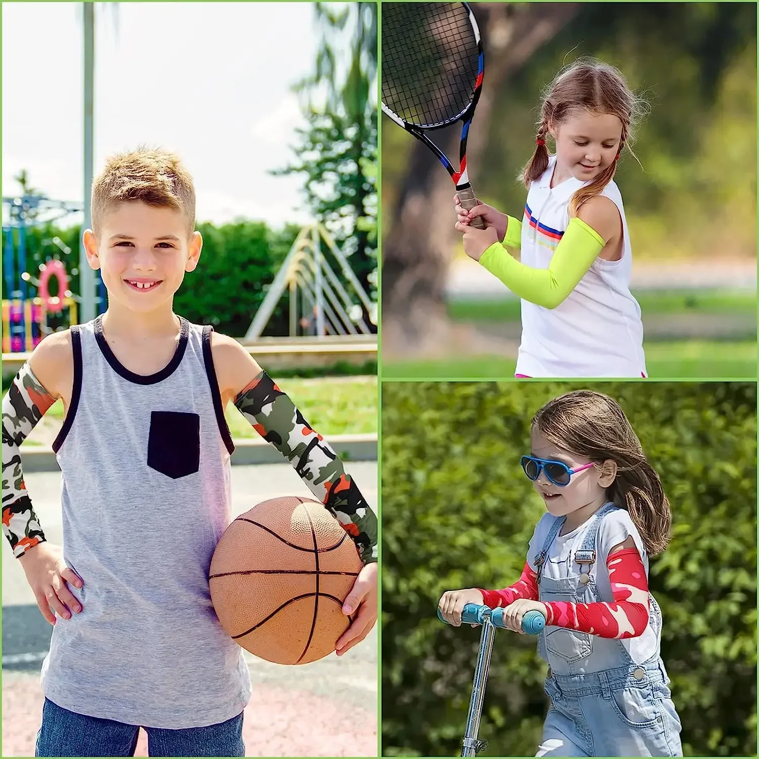 Summer Kids Ice Silk Sun Protective Solid Sleeve Cover Sun UV50 Protection cooling arm sleeves sun protection arm sleeves arm sleeves For Girls Boys Arm Warmer Cycling Running 1 Pair