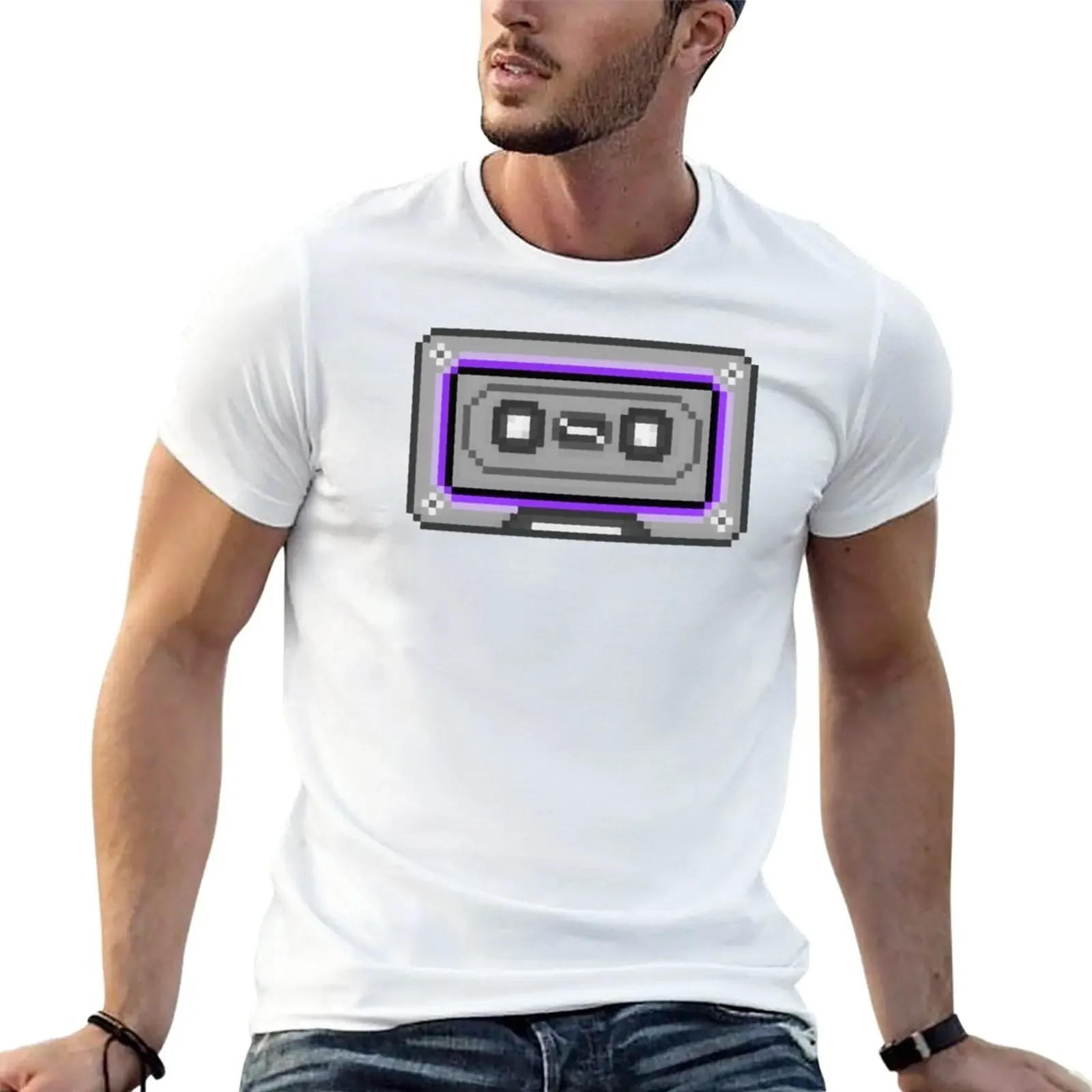 

Pixel Cassette T-Shirt sports fans anime mens plain t shirts