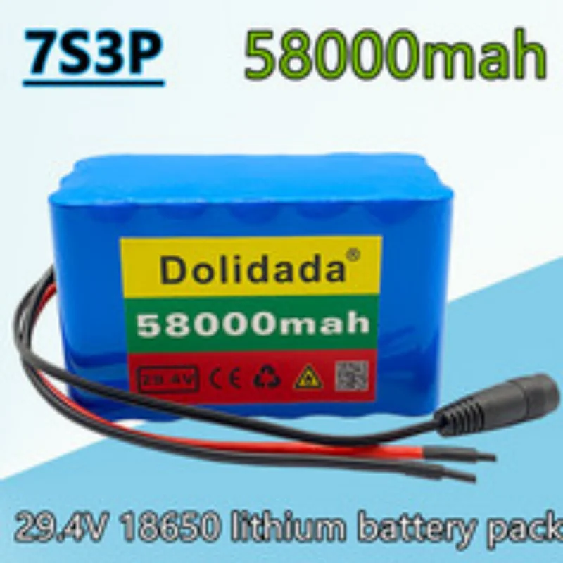 

Batterie lithium-ion 7s3p 18650 24V, 58ah, 58000mAh, avec chargeur 2a, pour vélo et cyclomoteur électrique battery pack bms