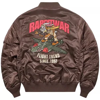 Giacca da pilota retrò da uomo primavera autunno coppia allentata cappotto da baseball cappotto bomber con stemma ricamato 1