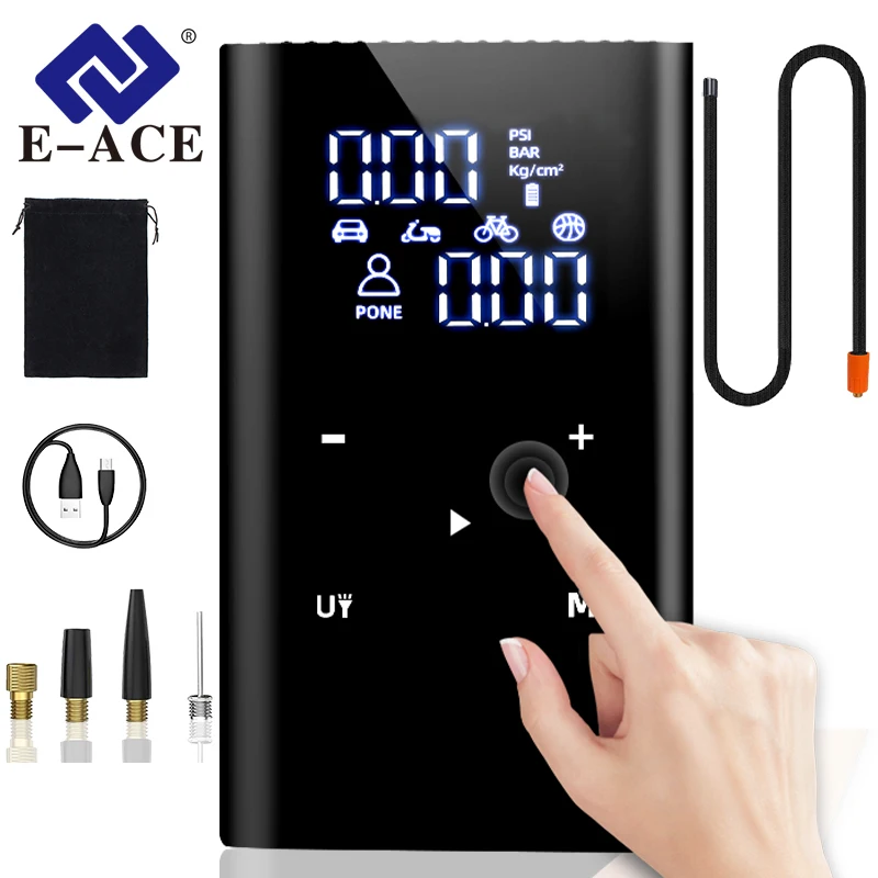 

E-ACE Portable Tire inflator 150PSI Car Air Pump Wireless Auto Compressor 8000mAh Air Injector For Bicycle Ball Air injector