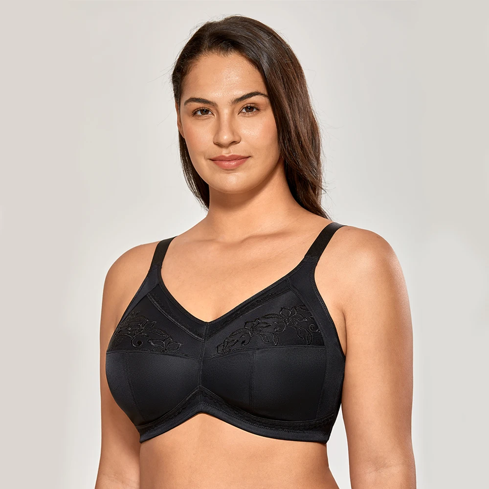 Cotton Embroidered Full Coverage Support Wirefree Women's Non-padded  Mastectomy Pocket Bra Plus Size Post-Surgery Sleeping Bra