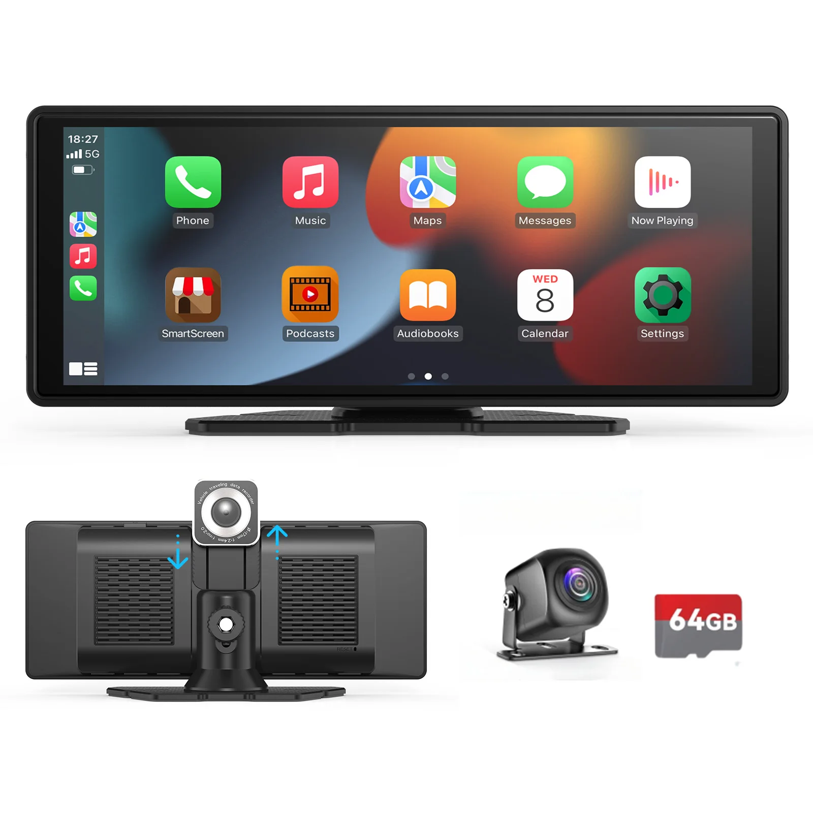 thumbnail image 1 of Universal Portable Carplay for Car Screen, Wireless Carplay Screen Wireless Car Stereo with Carplay Android Auto, Car Touchscree, 1 of 5