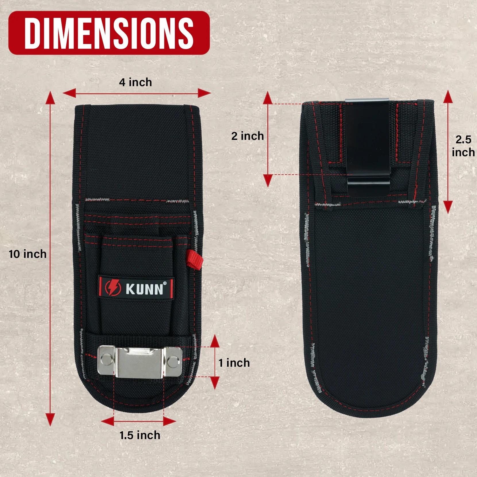 KUNN Small Tool Pouch with Belt Clip, Utility Tool Organizer with Tape Measure Holder, Electrician Pouch for Belt
