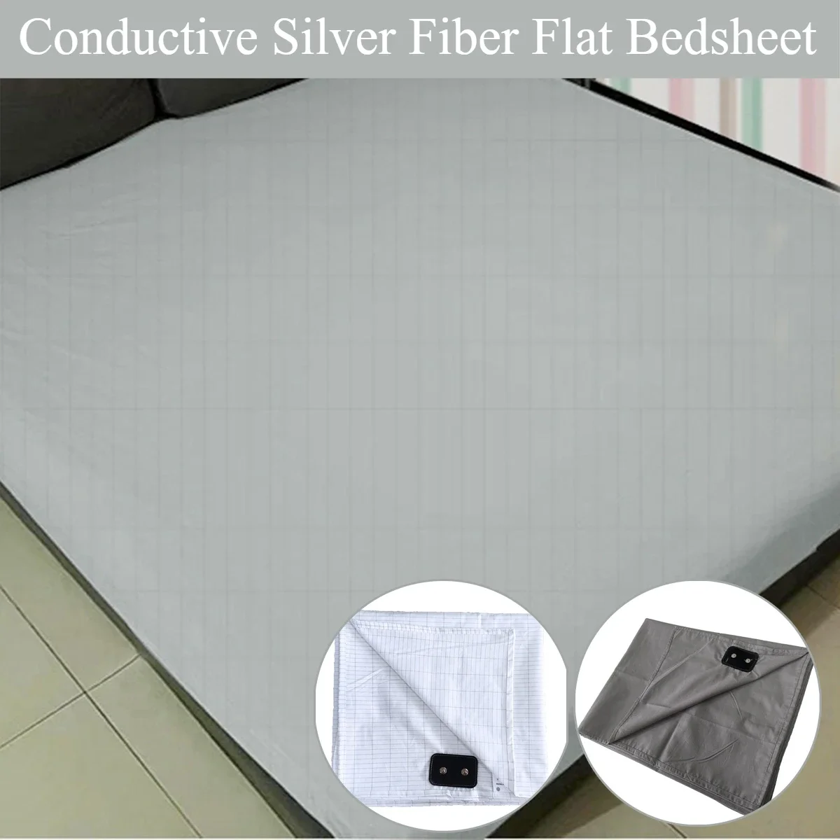 Grounding Pillow Case with Conductive Silver Fiber Organic Cotton Earthing Flat Bed Sheet for Better Sleep Natural Health정전기 방지 2
