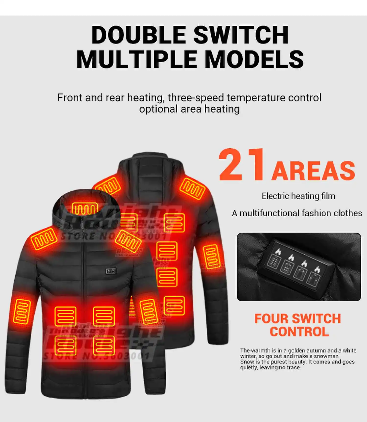Description Picture 4 of item19 Areas Self Heating Vest Men's Heating Jacket Thermal Women's USBWarm Sport Vest Heating Clothing Fishing Hiking Heated Vest