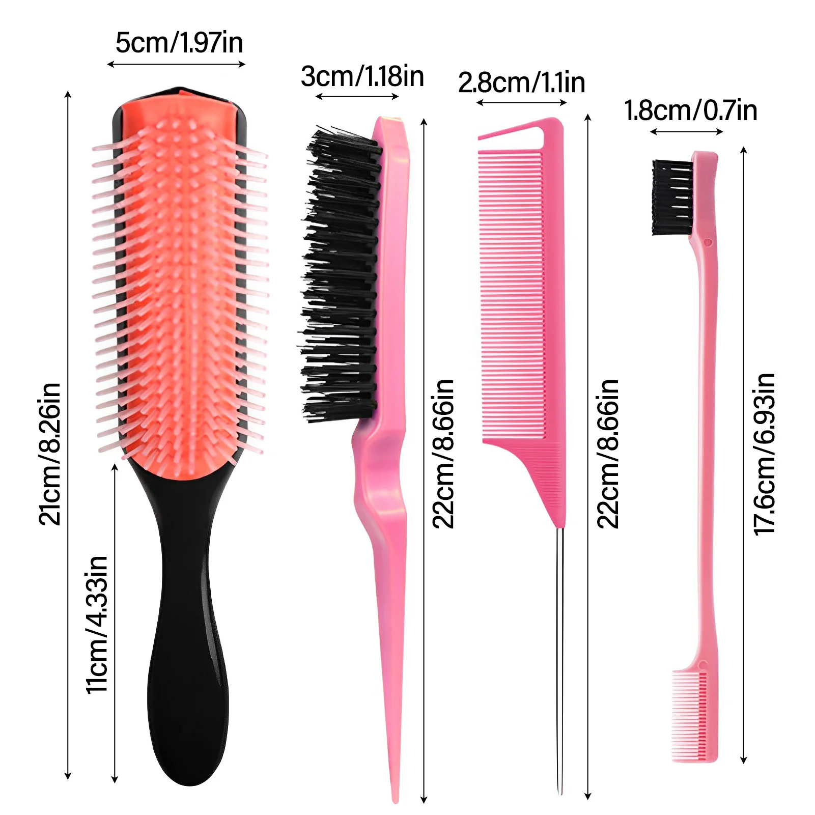 5pcs Professional hair combs set Wet And hair styling tools Shampoo Comb Handheld Detangling Hair Brushes Salon barber shop 5