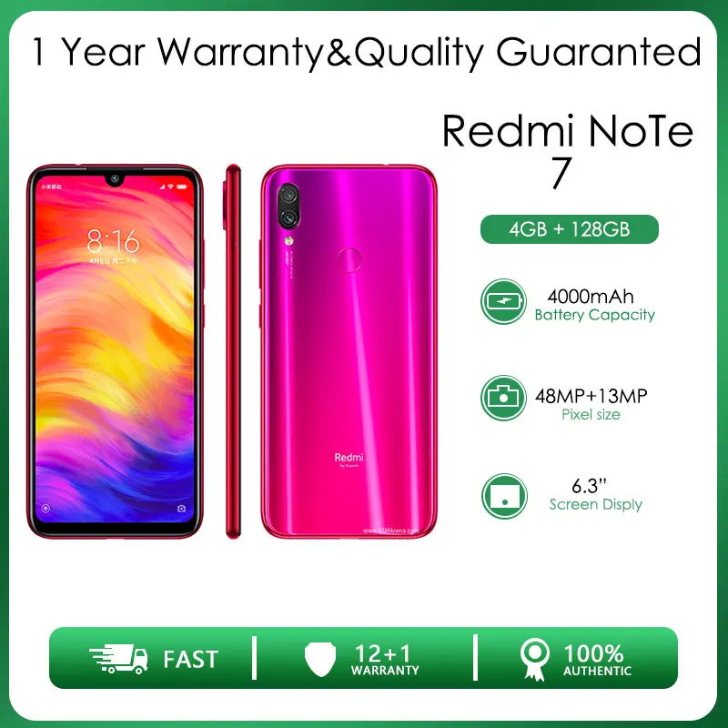 Сотовый телефон Xiaomi Redmi Note 7 6 ГБ ОЗУ 64 Гб ПЗУ Смартфон Snapdragon 675 камера 48 0 МП быстрая