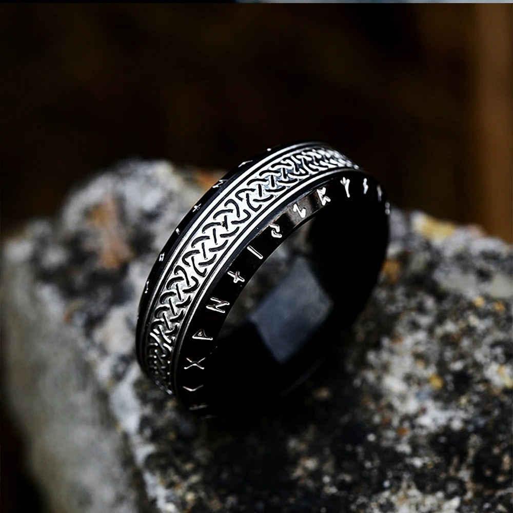 Rings Ring Jewelry Women Men 8mm Norwegian Amulet Rune Ring Goth Punk