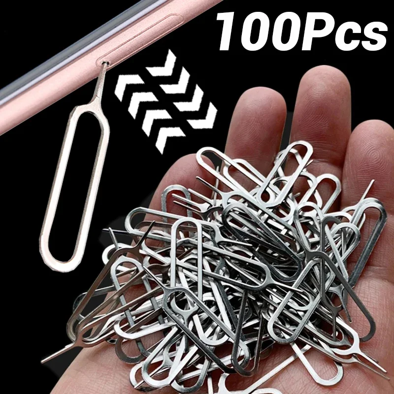 1/10/50/100Pcs SIM Card Tray Eject Pin Ejector Removal Tool Compatible for iPhone Samsung Xiaomi Huawei SIM Card Opener Needle