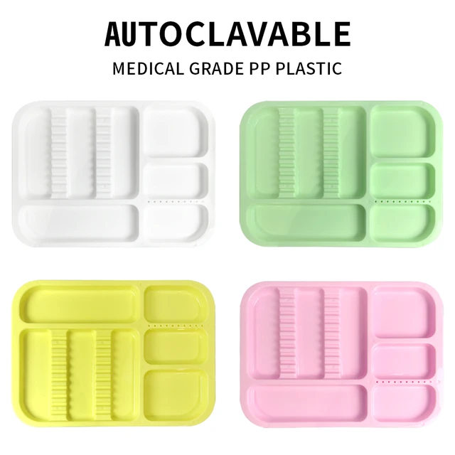 5-Pack Dental Sterilization Cassettes – Autoclavable Plastic Instrument Trays, 7.87x1.77x1.77 Inches