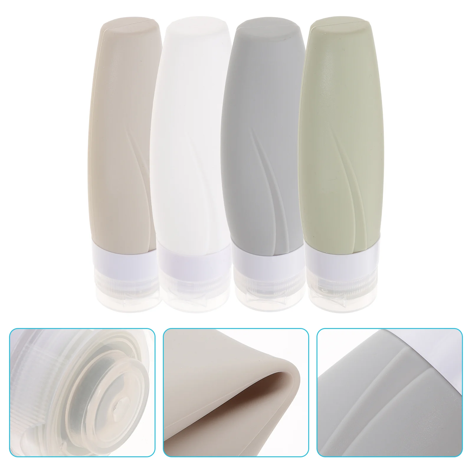 

4 Pcs Silica Gel Bottle Travel Lotion Portable Bottles Shampoo Reusable Essentials Conditioner Container Toiletries Squeeze